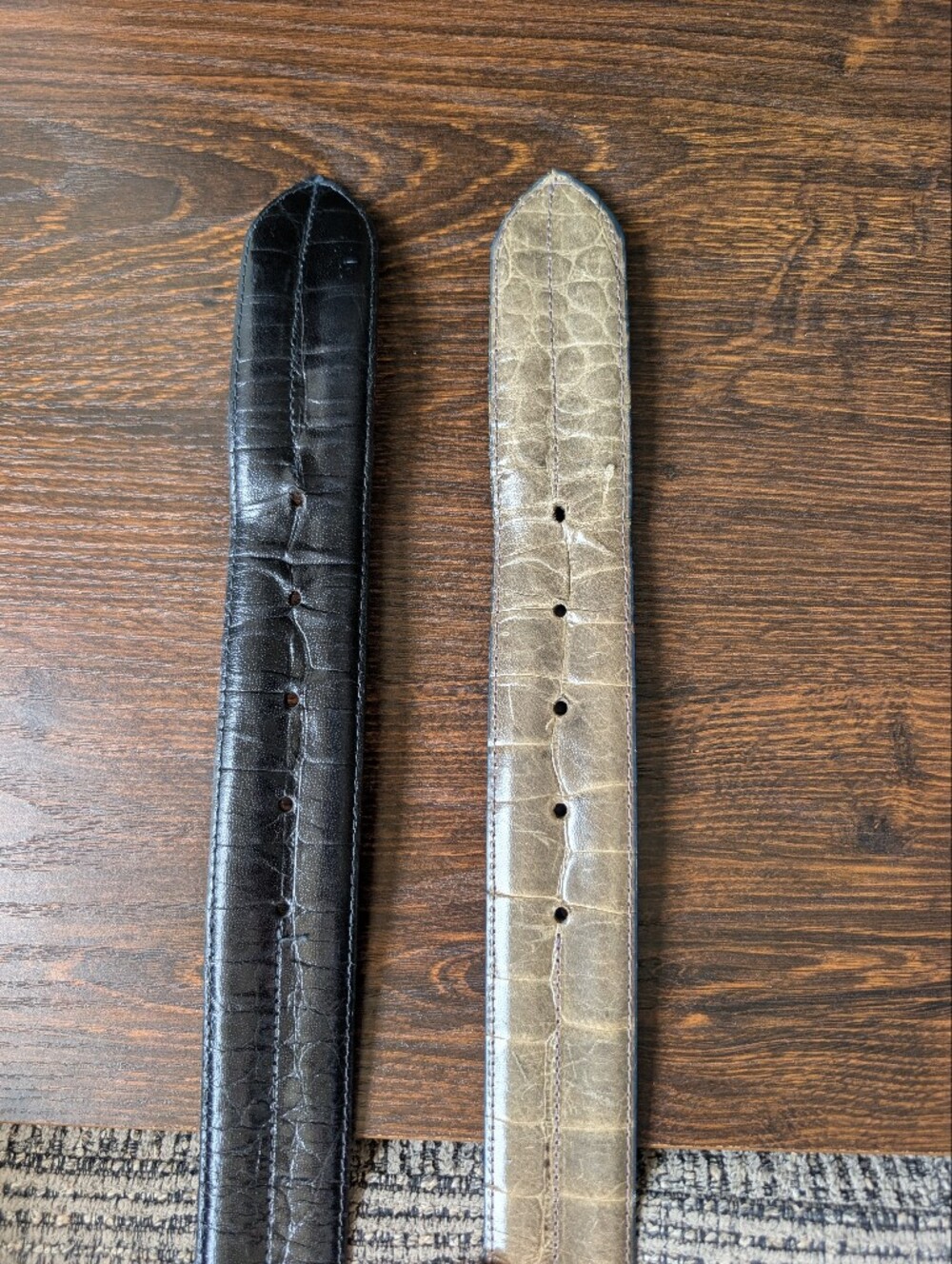 Lot 2 Vintage Talbots Black and Taupe Italian Alligator Calfskin Leather Belts - Picture 8 of 9